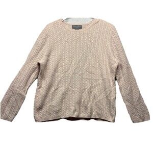 Grayson & Dunn 1X Blush Pink Sweater Cable Knit Cashmere Quiet Luxury Preppy